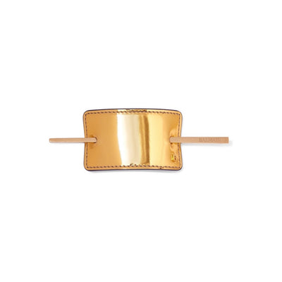 Hair Barrette Leather Gold