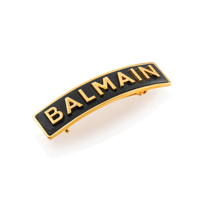 BALMAIN SIGNATURE GOLD PLATED  MEDIUM BARRETTE LOGO